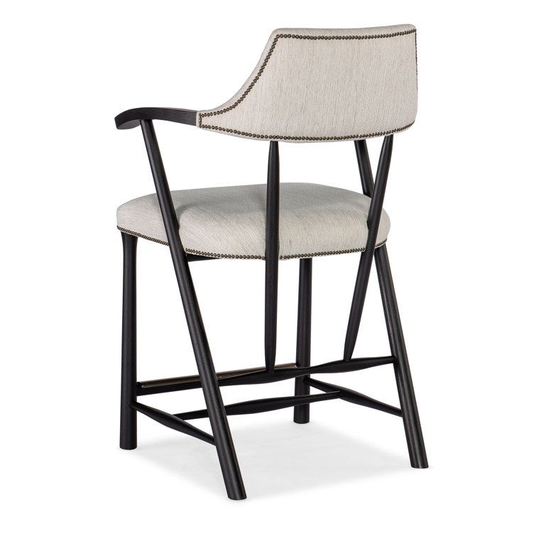 Adjustable Black Leather and Wood Counter Stool