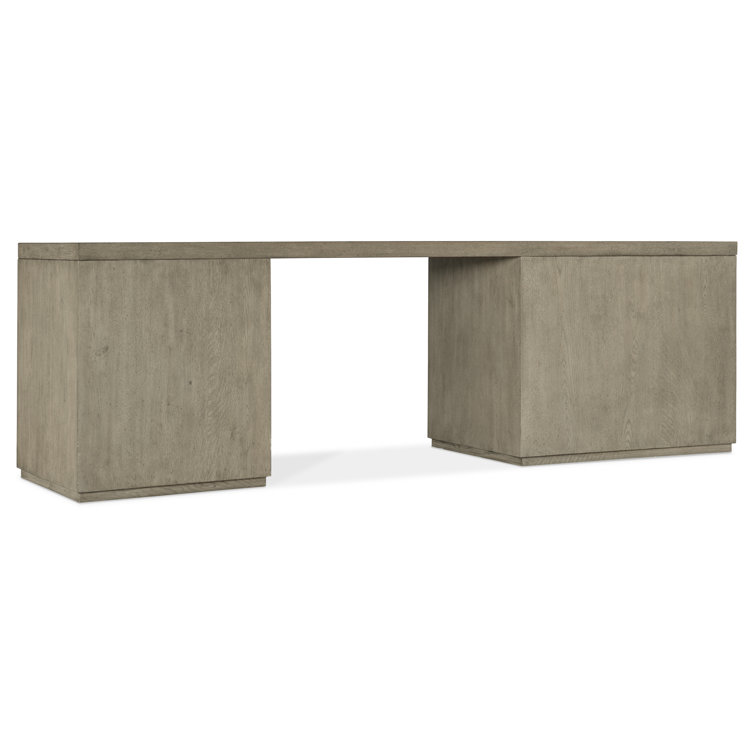 Gray Wood 96" Home Office Desk with Filing Cabinets