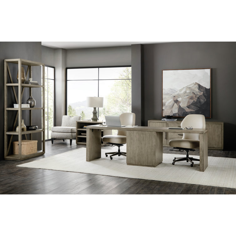Gray Oak Veneer 82'' Media Console with Cabinet