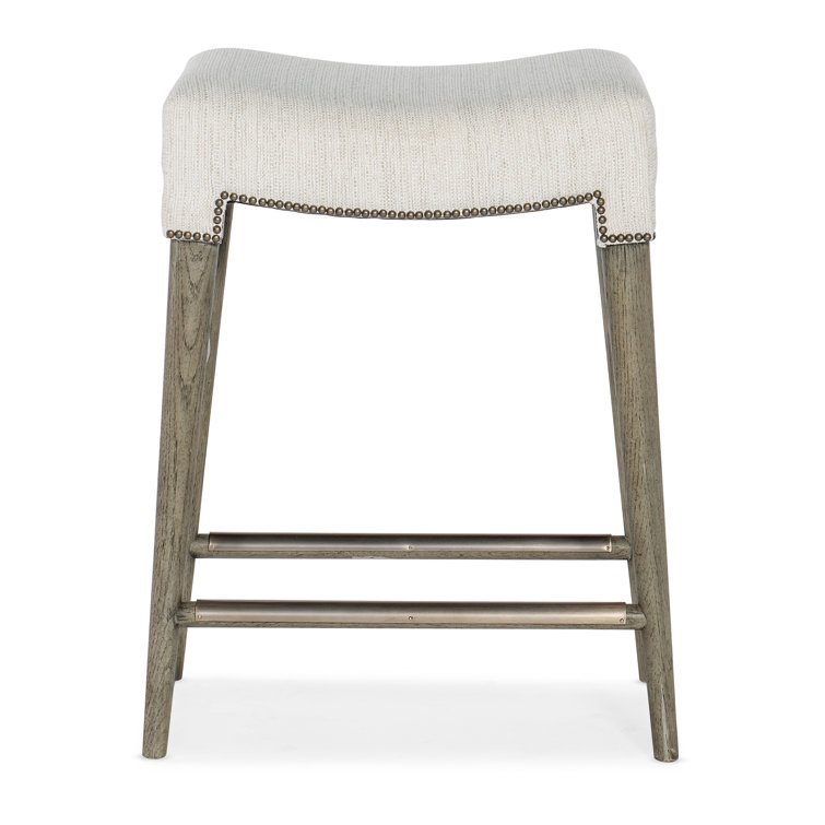 Transitional Gray 25'' Adjustable Leather & Wood Counter Stool