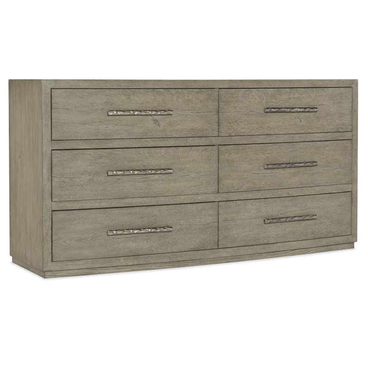 Gray Medium Wood 6-Drawer Dresser with Soft Close
