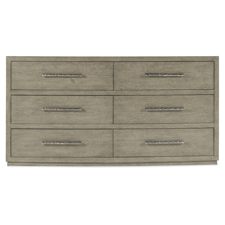 Gray Medium Wood 6-Drawer Dresser with Soft Close