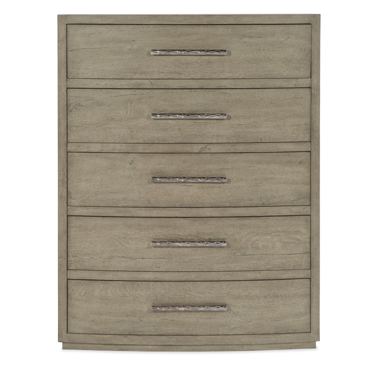 Gray Oak Veneer 5-Drawer Dresser with Soft Close
