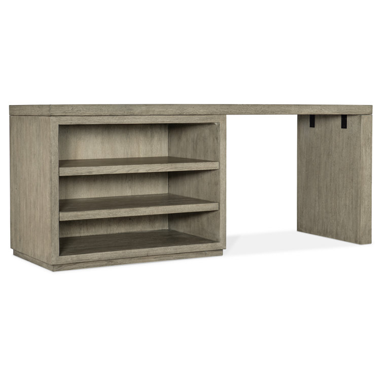 Gray Oak 72" Home Office Desk with Shelves