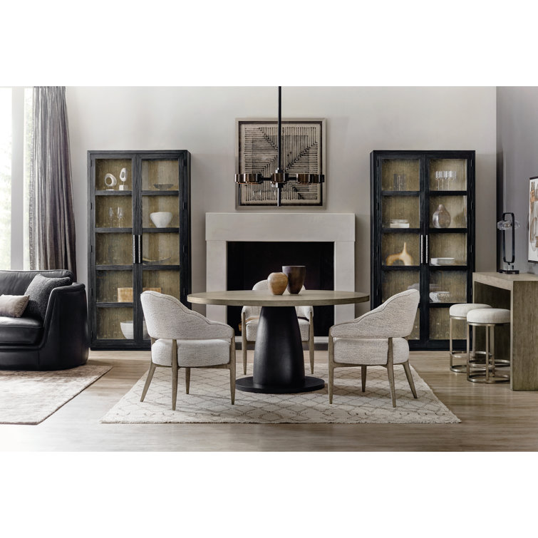 60-Inch Round Black and Gray Oak Dining Table