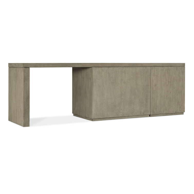 Gray Oak Veneer Home Office Desk with Filing Cabinet