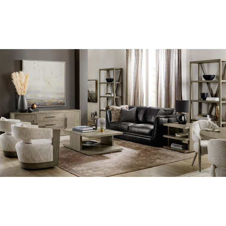 Gray Oak Veneer 82'' Media Console with Cabinet