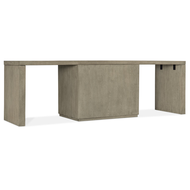 Gray Oak Veneer Home Office Desk with Filing Cabinet