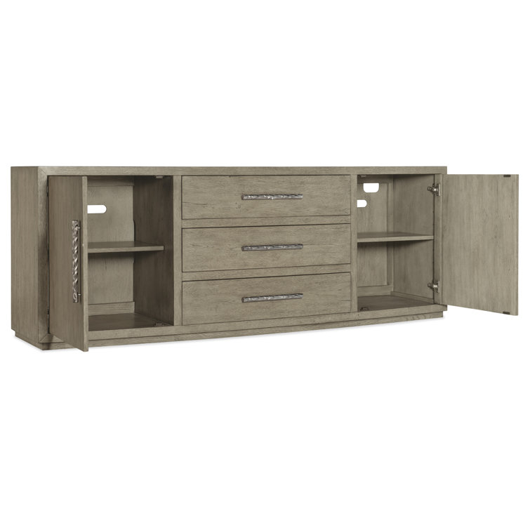 Gray Oak Veneer 82'' Media Console with Cabinet