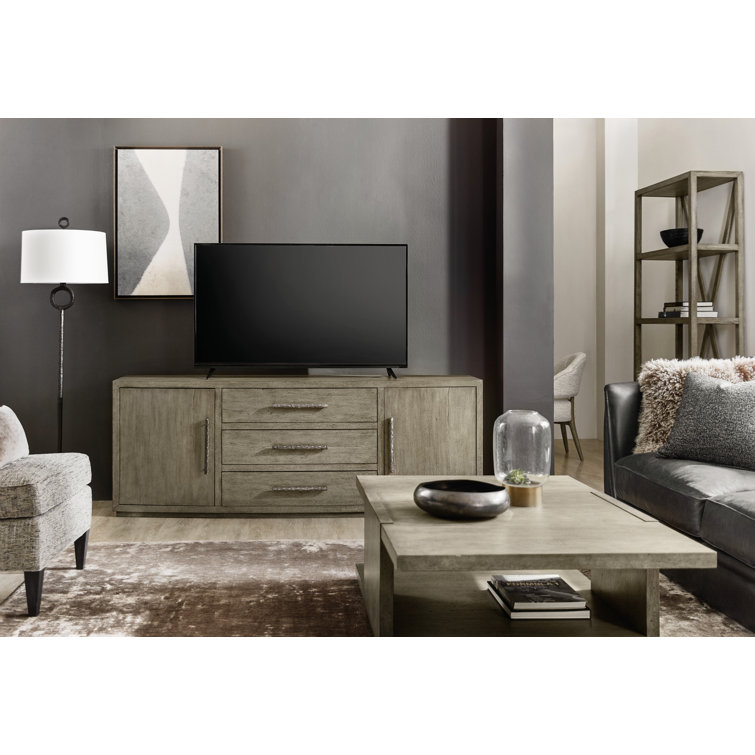 Gray Oak Veneer 82'' Media Console with Cabinet