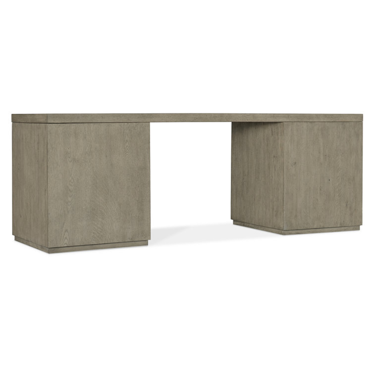 Gray Oak Veneer Home Office Desk with Filing Cabinets