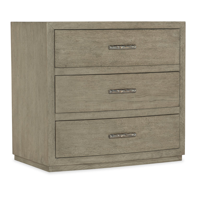 Gray Oak Transitional 3-Drawer Nightstand