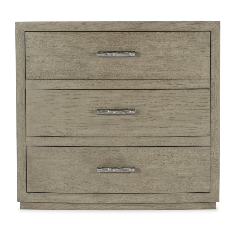 Gray Oak Transitional 3-Drawer Nightstand