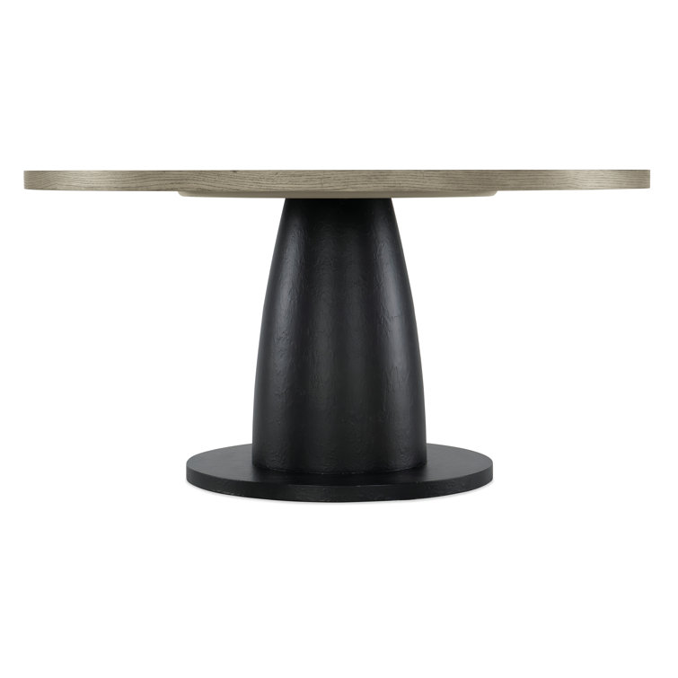 60-Inch Round Black and Gray Oak Dining Table