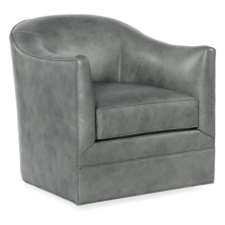 Landscape Frozen Valley Leather Swivel Accent Chair
