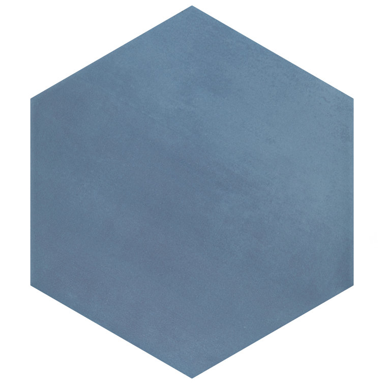 Horizon Hex Contemporary 9" x 7.75" Matte Blue Ceramic Tile