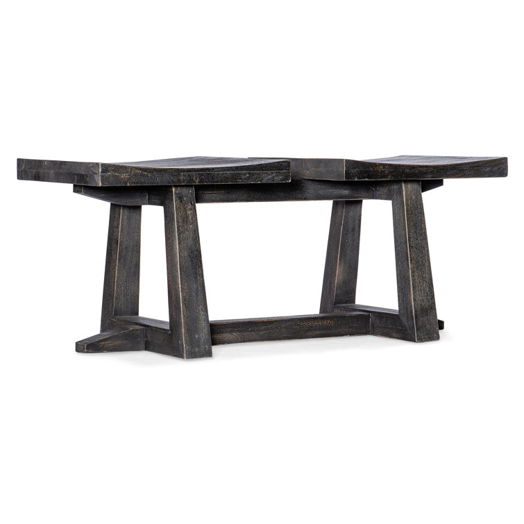 Black Mango Wood Transitional Bench with Scoop Seats
