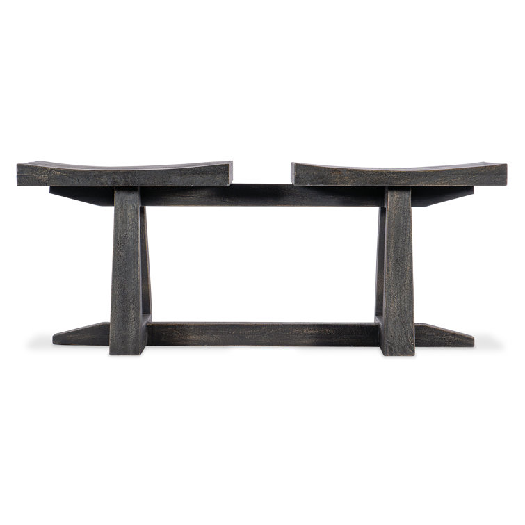Black Mango Wood Transitional Bench with Scoop Seats
