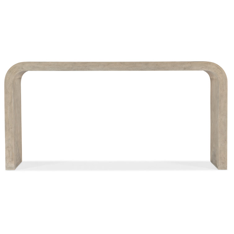 Beige Wood and Glass Rectangular Console Table with Storage