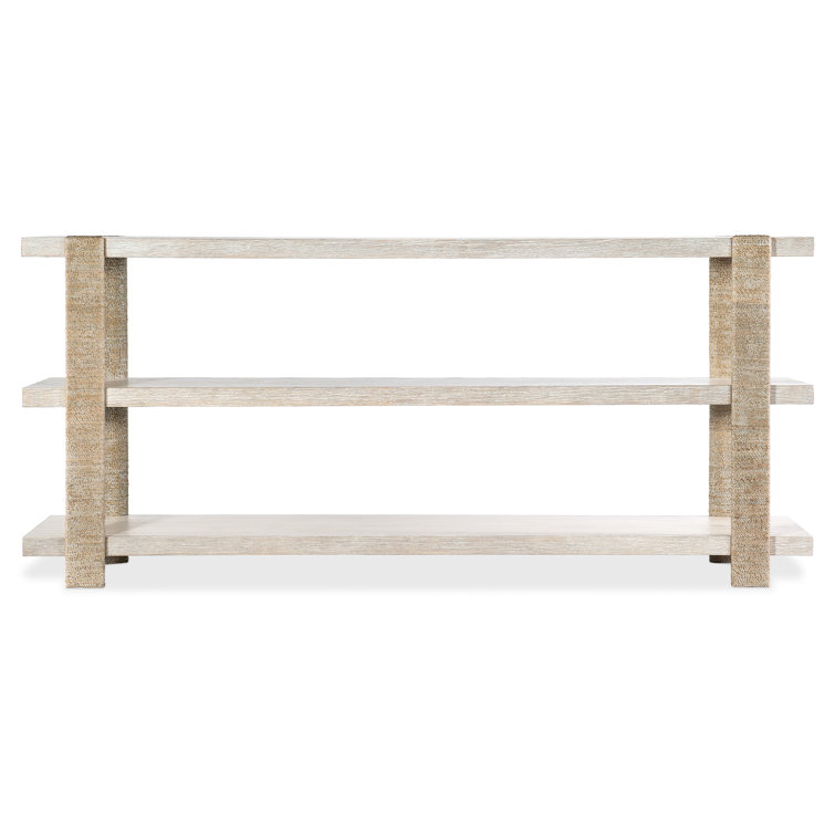Beige and White Oak Veneer Rectangular Console Table with Storage
