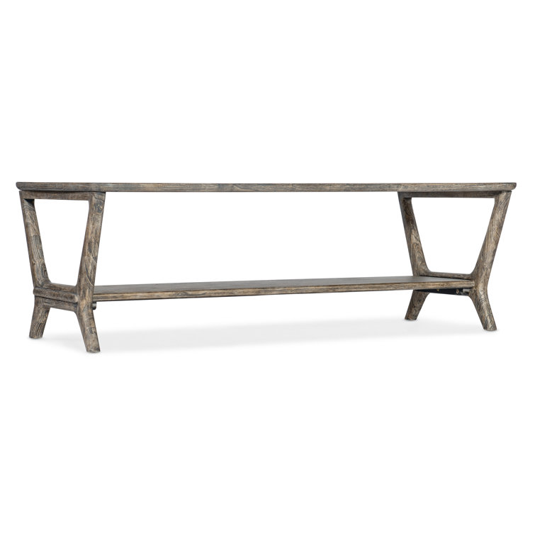 Transitional Mindi Wood Rectangular Coffee Table with Storage