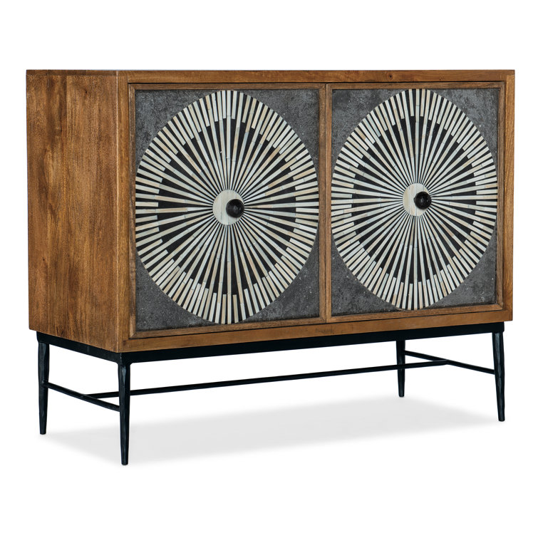 Medium Natural Mango Wood and Bone Inlay Accent Cabinet