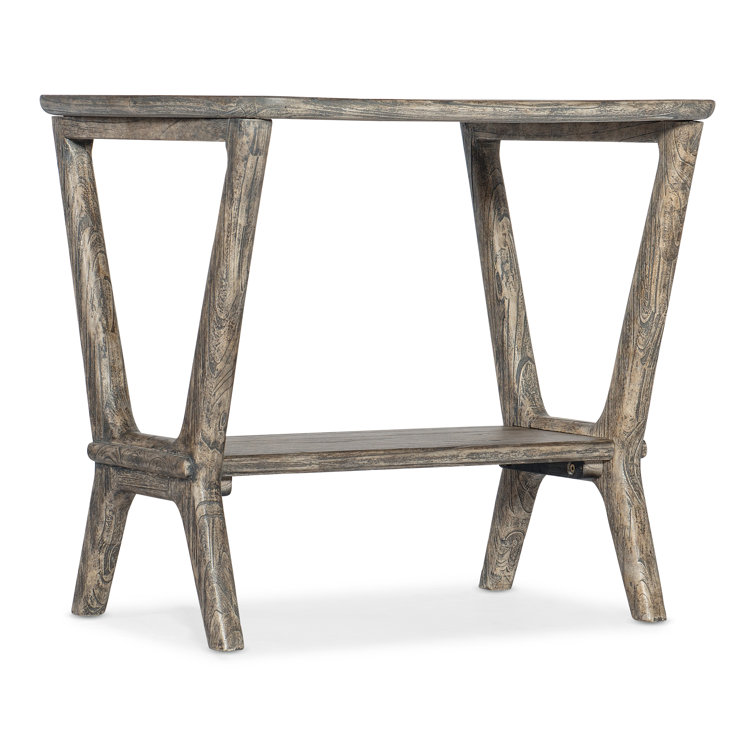 Natural Brown Wood Transitional End Table with Shelf