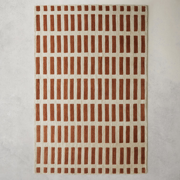 Maize Orange and Ivory Hand-Tufted Wool Rug, 8' x 10'