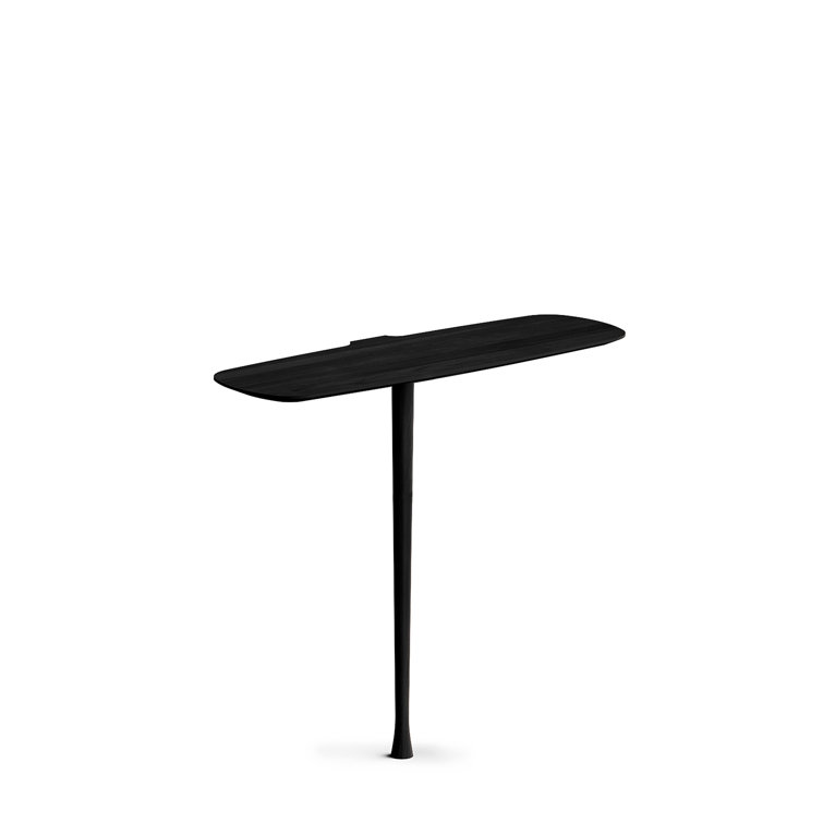 Small Black Walnut and Ash Oval Pedestal Console Table