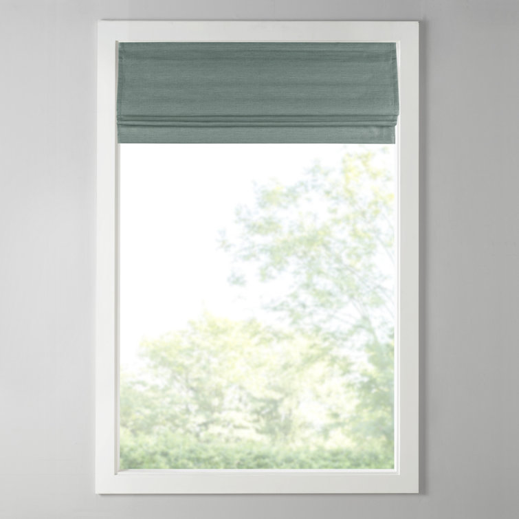 Green Faux Silk Cordless Blackout Roman Shade, 31" x 64"