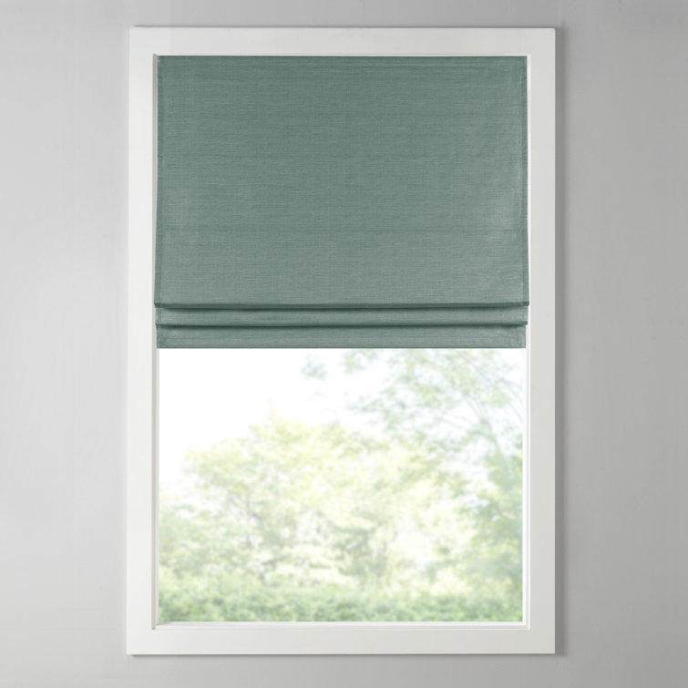 Green Faux Silk Cordless Blackout Roman Shade, 31" x 64"