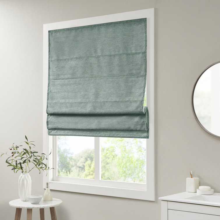 Green Faux Silk Cordless Blackout Roman Shade, 31" x 64"