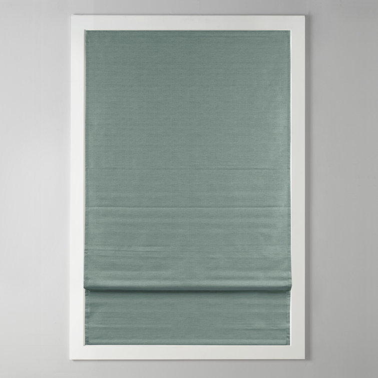 Green Faux Silk Cordless Blackout Roman Shade, 31" x 64"
