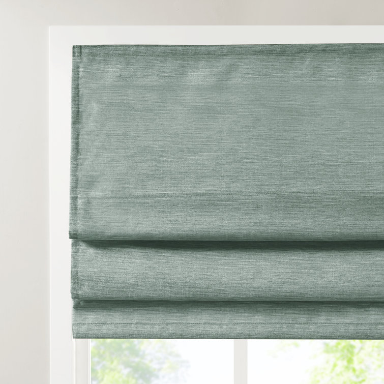Green Faux Silk Cordless Blackout Roman Shade, 31" x 64"
