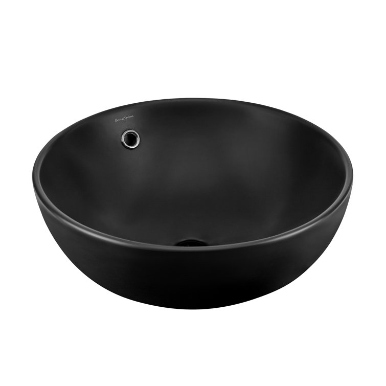 Matte Black Ceramic Round Above-Counter Vessel Sink