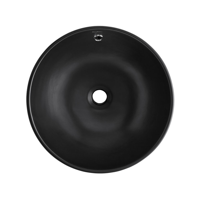 Matte Black Ceramic Round Above-Counter Vessel Sink