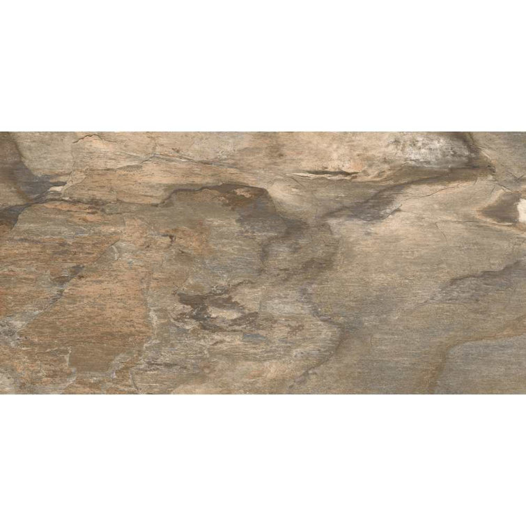 Multi Brown 12" x 24" Matte Porcelain Stone Look Wall & Floor Tile