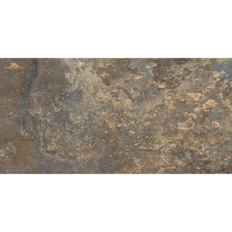 Multi Brown 12" x 24" Matte Porcelain Stone Look Wall & Floor Tile