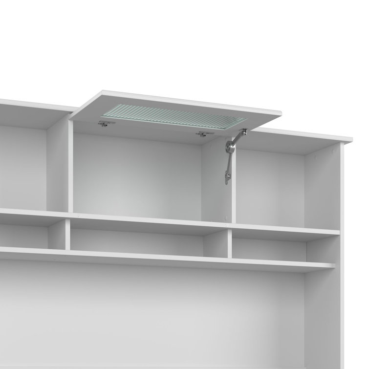 White L-Shaped Wood Composite Desk with Hutch and Filing Cabinet