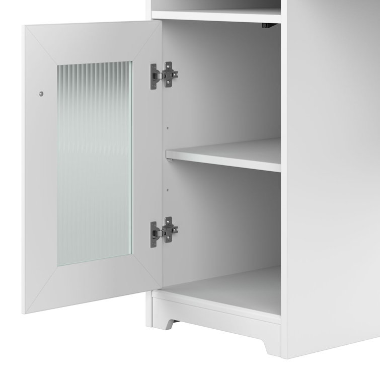 White L-Shaped Wood Composite Desk with Hutch and Filing Cabinet
