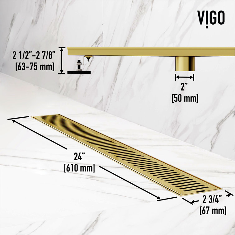 Elan 24" Matte Brushed Gold Linear Shower Drain