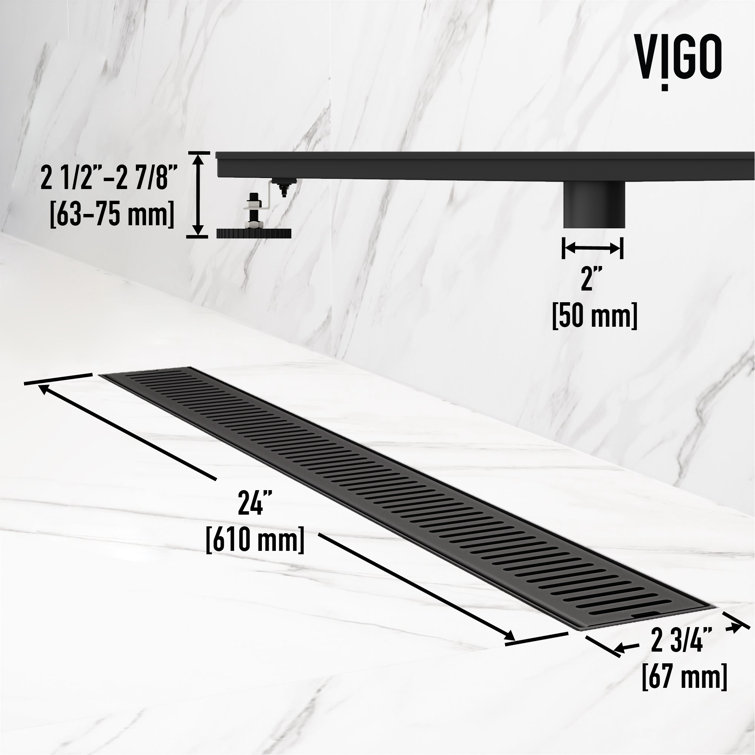 Elan 24" Matte Black Rectangular Linear Shower Drain