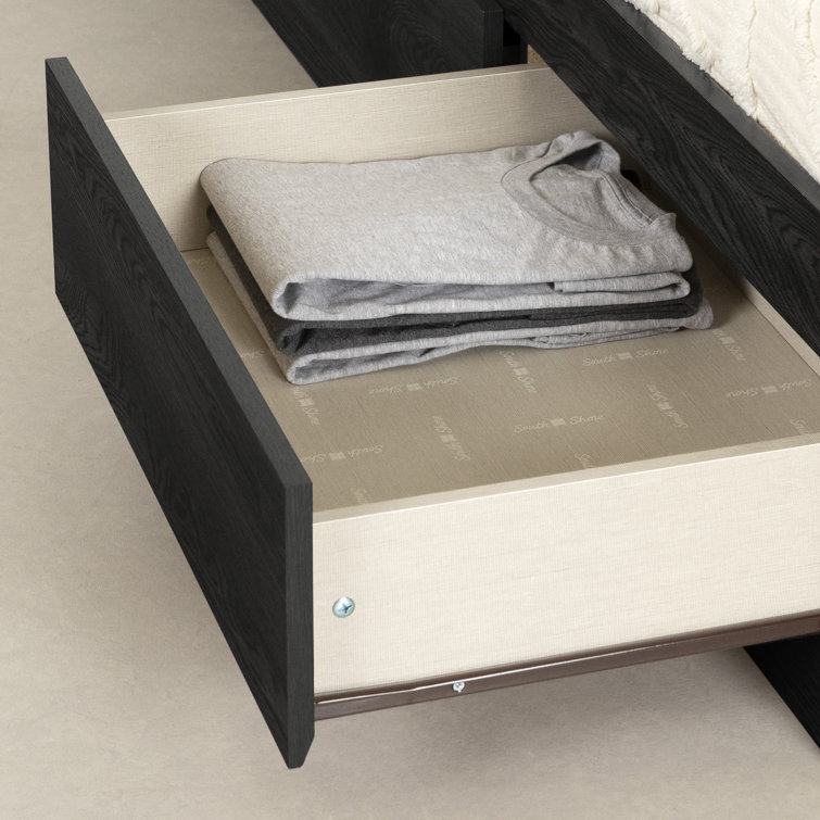 Gray Oak Twin Platform Bed with Storage and Bookcase Headboard