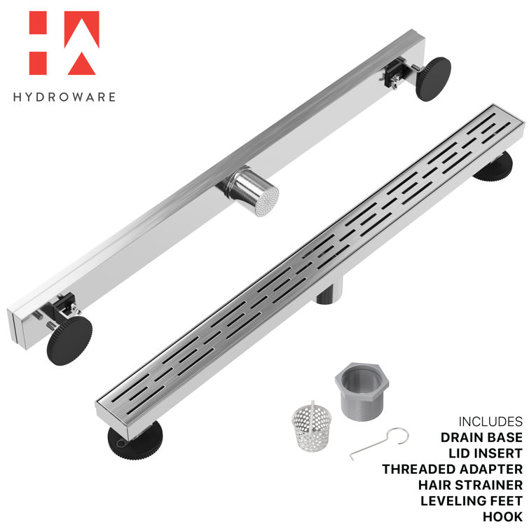 36" Stainless Steel Linear Shower Drain with Hair Strainer