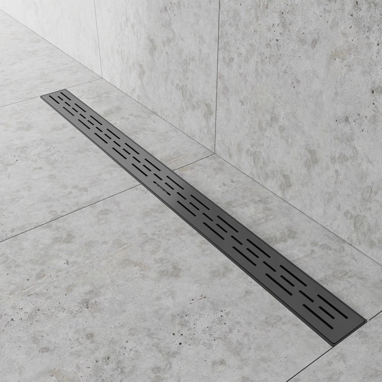 36" Matte Black Stainless Steel Linear Shower Drain with Strainer