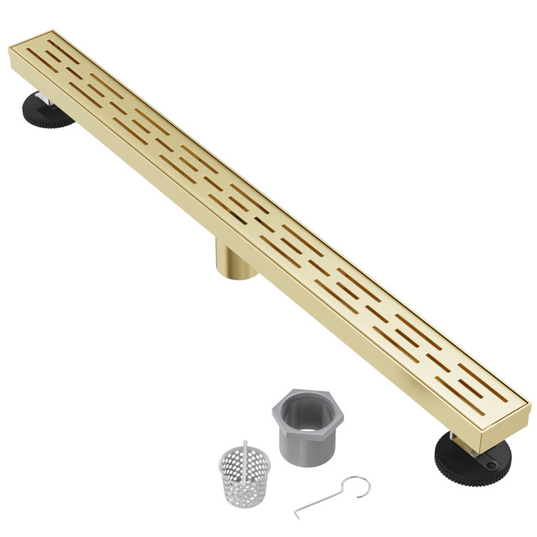 36-Inch Gold Stainless Steel Linear Shower Drain with Hair Strainer