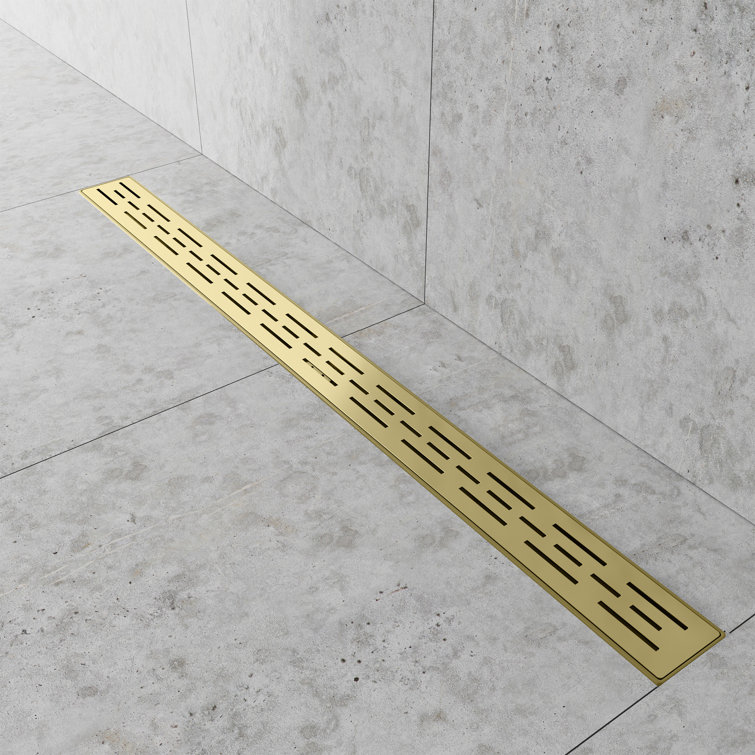 36-Inch Gold Stainless Steel Linear Shower Drain with Hair Strainer