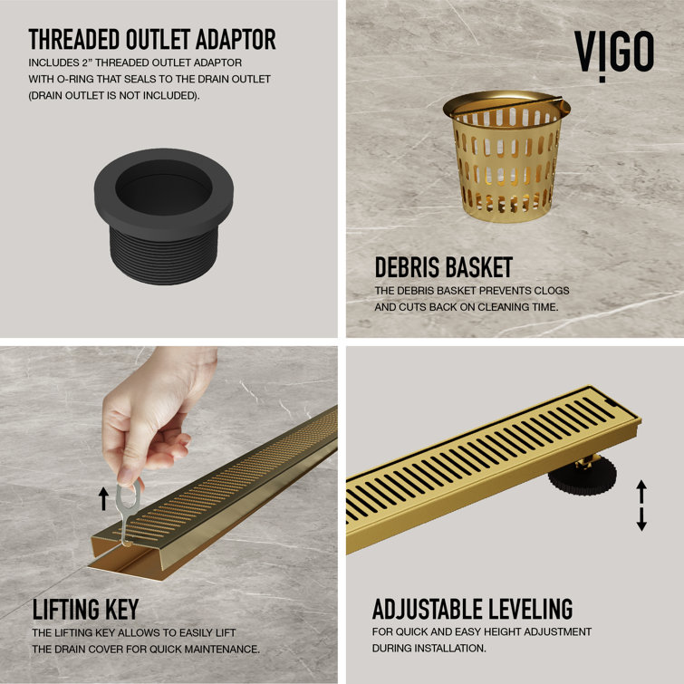 Elan 36" Matte Brushed Gold Linear Shower Drain