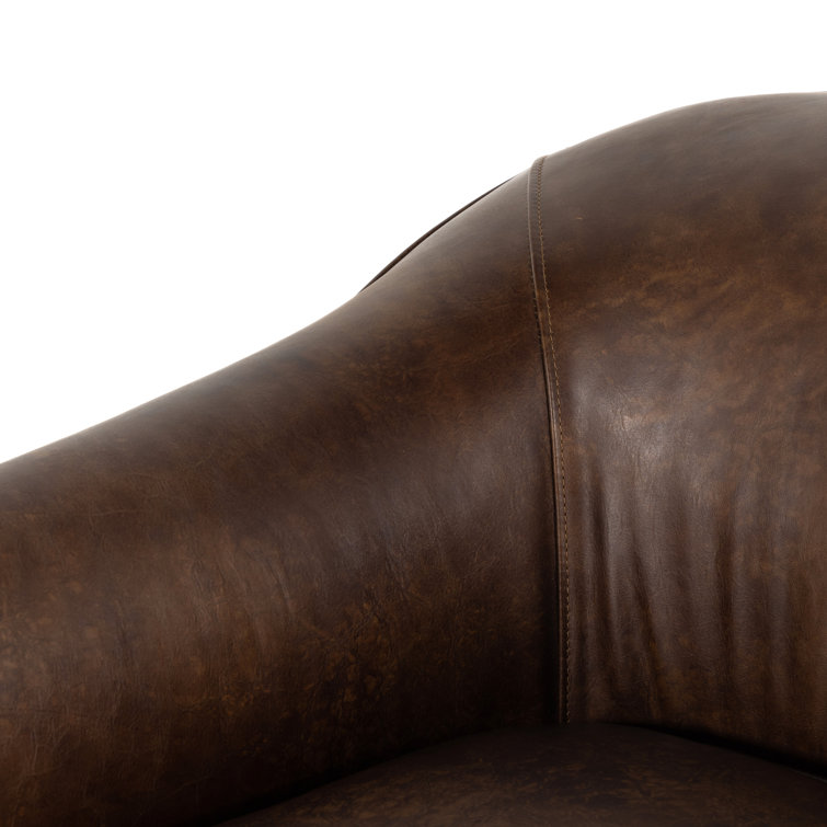 Arvada Cigar Brown Genuine Leather Swivel Armchair