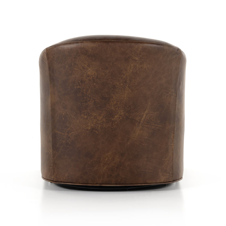 Arvada Cigar Brown Genuine Leather Swivel Armchair